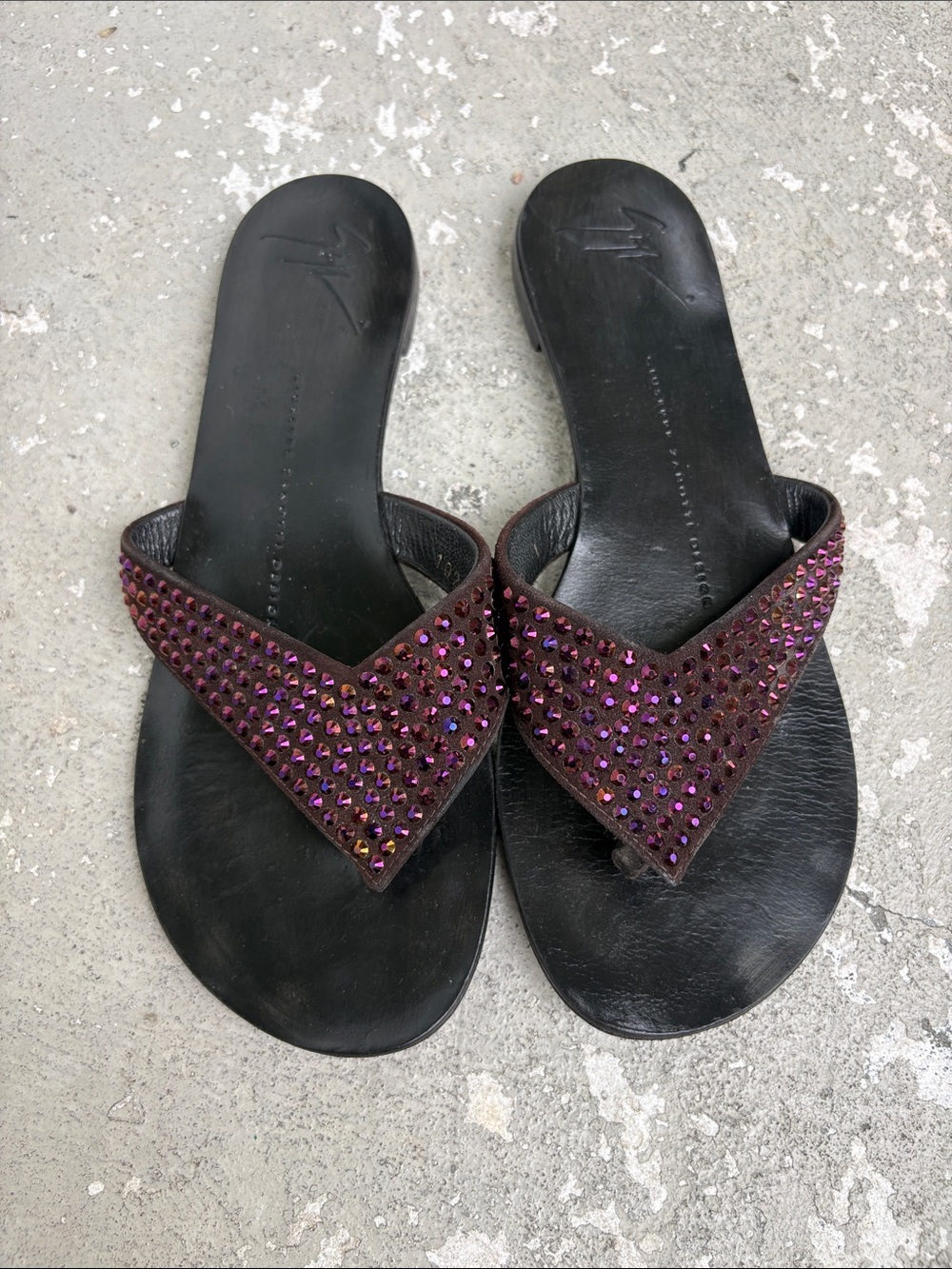Giuseppe Zanotti purple rhinestone slides/sandals